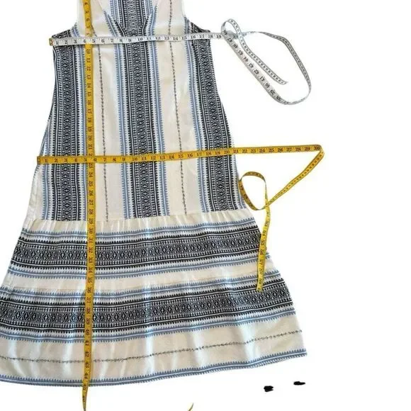 J.Jill Women's Striped Boho Sleeveless Tiered Summer Maxi Dress White Blue SP - Picture 5 of 8